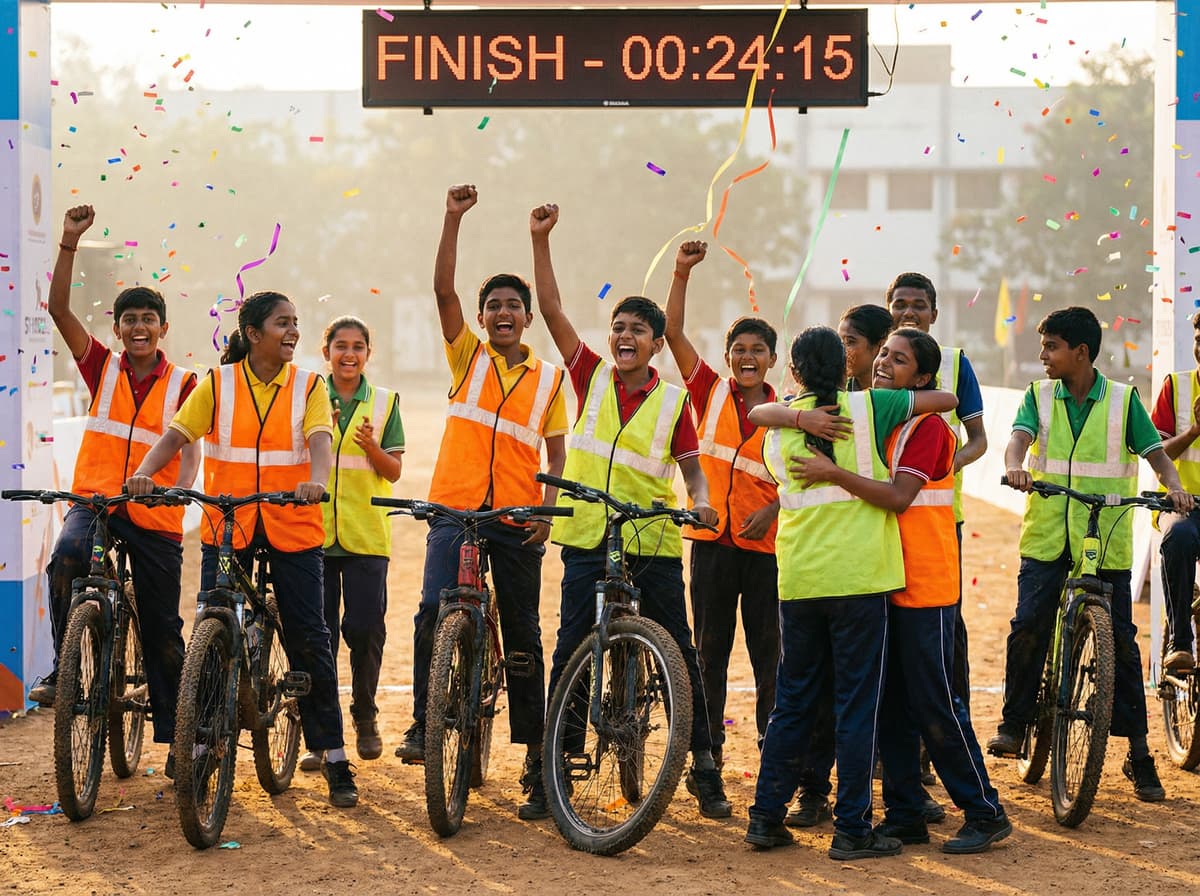 Finish line celebration